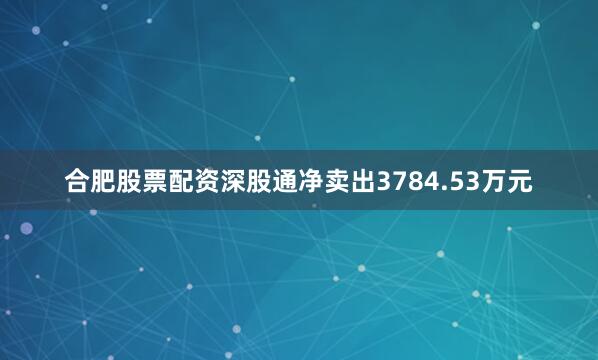 合肥股票配资深股通净卖出3784.53万元